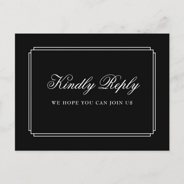 Black and White Deco Song Request RSVP Postcard (Front)