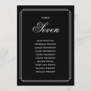 Black And White Deco Table Number Seating Chart