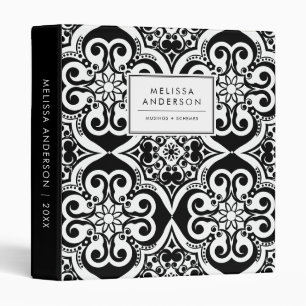 Black and White Decorative Arabic Tile Pattern Binder
