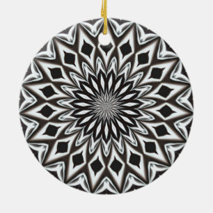 Black And White Decorative Mandala Ceramic Ornament