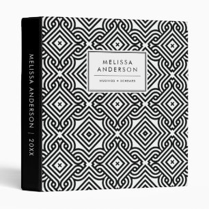 Black and White Decorative Ornamental Tile Pattern Binder