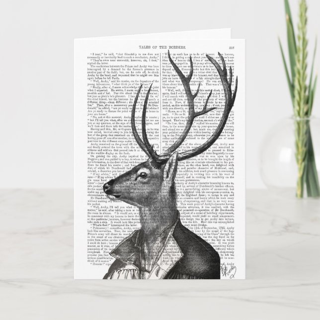 Black and White Deer Portrait Card (Front)