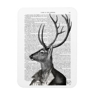 Black and White Deer Portrait Magnet