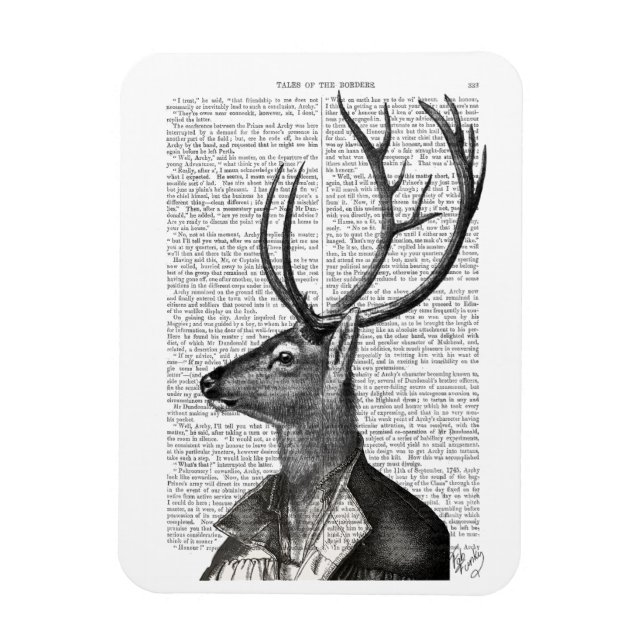 Black and White Deer Portrait Magnet (Vertical)