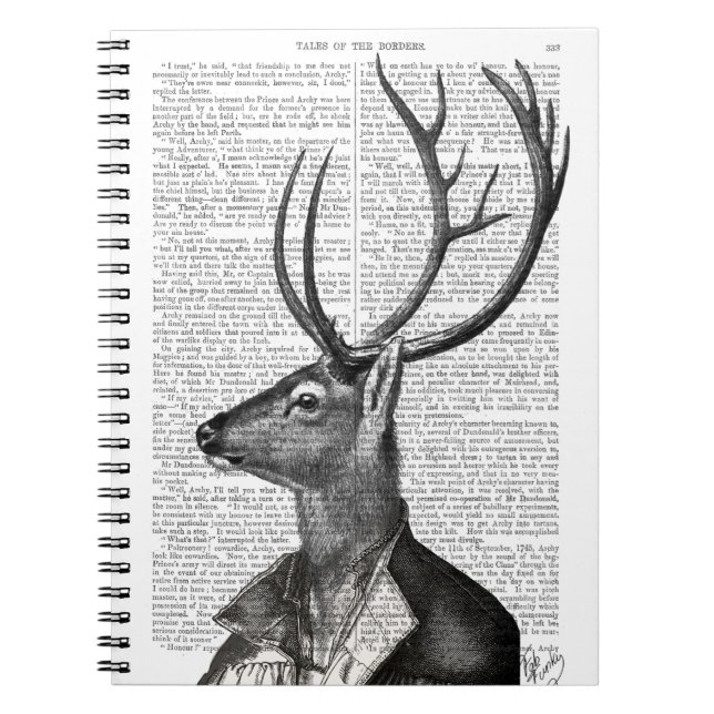 Black and White Deer Portrait Notebook (Front)