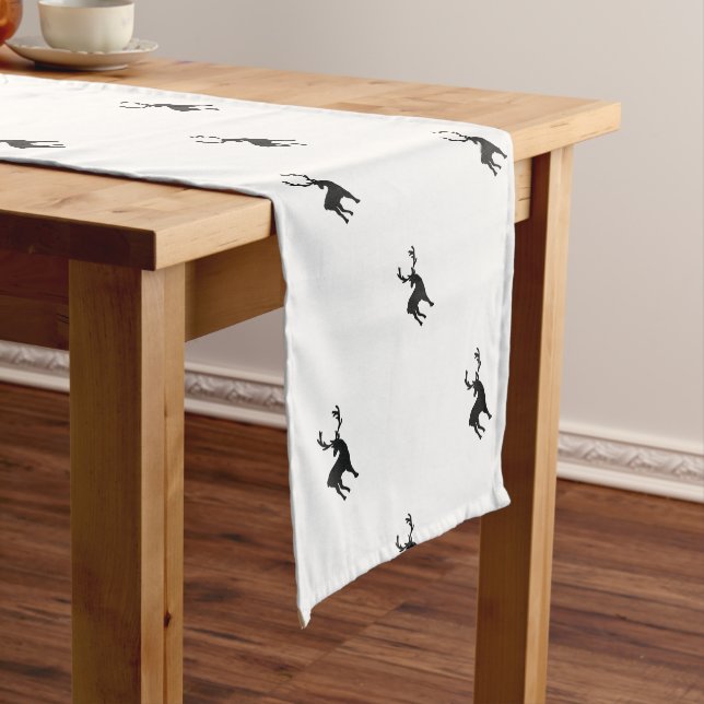 Black and white deer short table runner (In Situ)