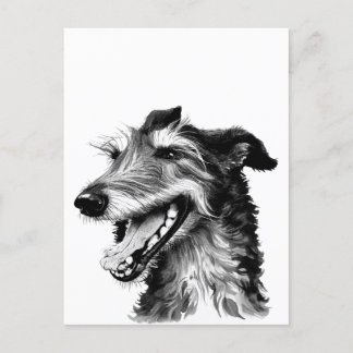 Black and white Deerhound | Cute Hound Postcard