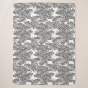 Black and White Desert Palm Sherpa Blanket