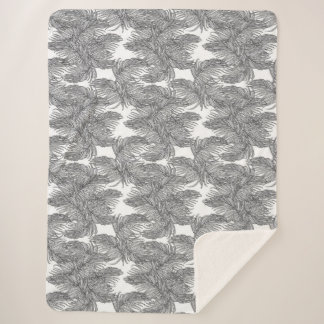Black and White Desert Palm Sherpa Blanket