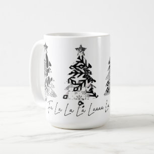 black and white design christmas trees coffee mug