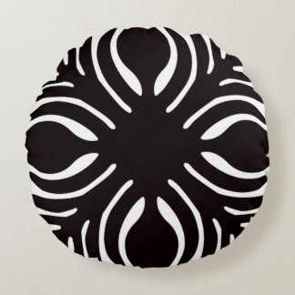 Black and white designed decor round pillow