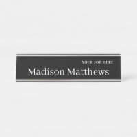 Black and White  Desk Name Plate