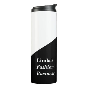 Black and white diagonal line thermal tumbler