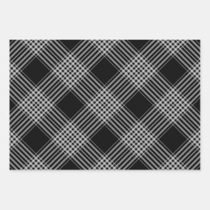Black and white diagonal plaid wrapping paper sheet