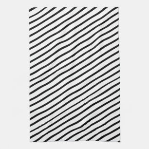 Black And White Diagonal Stripe Hand Towel