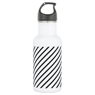 Black and White Diagonal Stripes 532 Ml Water Bottle