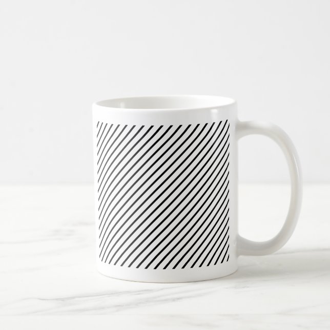 Black and White Diagonal Stripes Coffee Mug (Right)