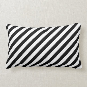 Black and White Diagonal Stripes. Lumbar Pillow