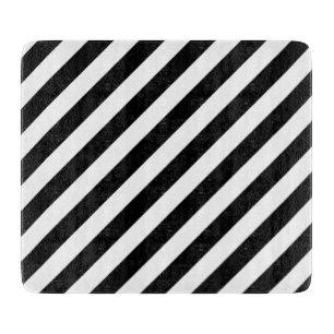 Black And White Diagonal Stripes Pattern Cutting Board