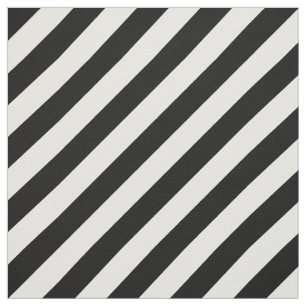 Black And White Diagonal Stripes Pattern Fabric