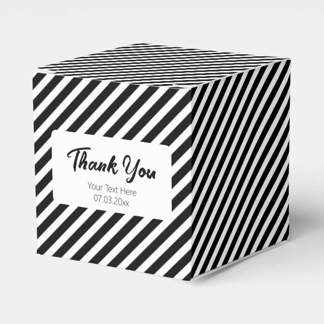 black and white diagonal stripes pattern favor box (Front Side)