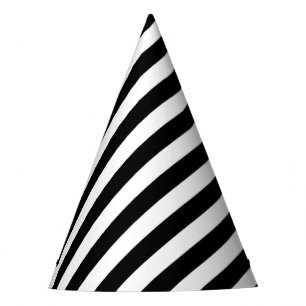 Black And White Diagonal Stripes Pattern Party Hat