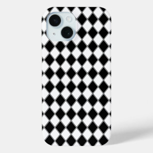 Black and White Diamond Argyle Pattern iPhone 15 Case