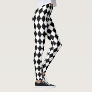 Black and White Diamond Argyle Pattern Leggings