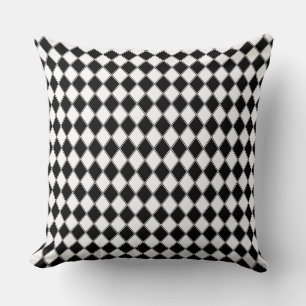 Black and White Diamond Argyle Pattern Throw Pillow