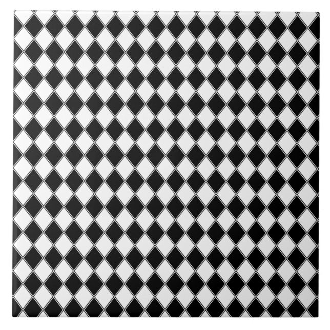 Black and White Diamond Argyle Pattern Tile (Front)