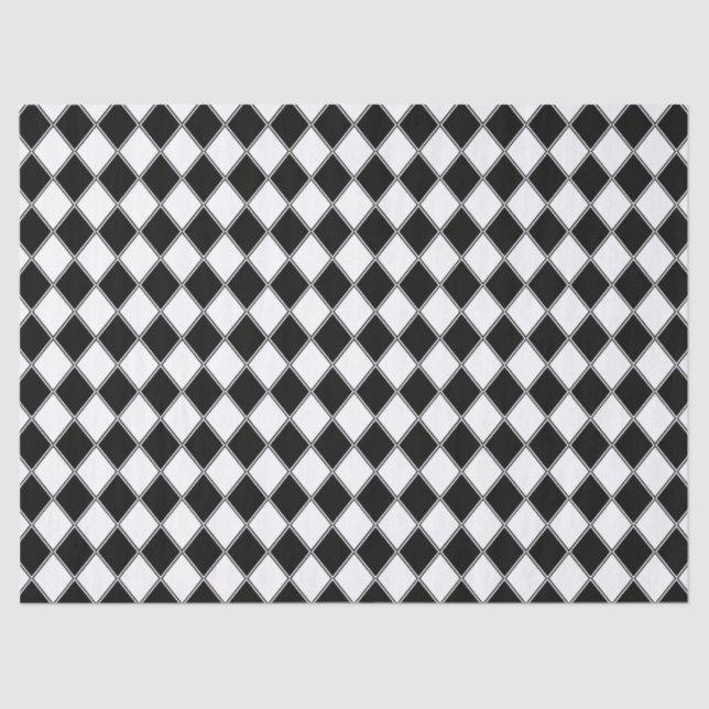Black and White Diamond Argyle Pattern Tissue Paper (Front)