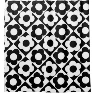 Black and White Diamond Check Flower Pattern