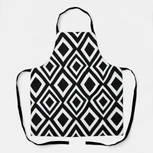 Black and White Diamond Geometric Pattern Apron