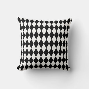 Black and White Diamond Geometric Pattern Throw Pillow