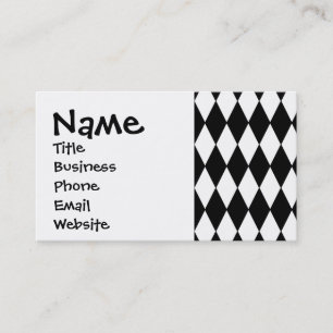 Black and White Diamond Harlequin Pattern Business Card