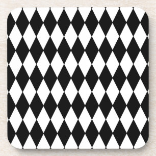 Black and White Diamond Harlequin Pattern Coaster