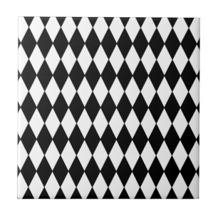 Black and White Diamond Harlequin Pattern Tile