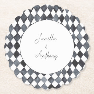 Black and White Diamond Paper Coaster