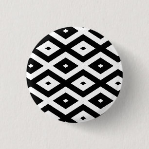 Black and white diamond pattern 1 inch round button