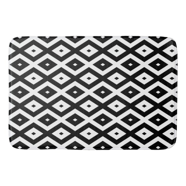 Black and white diamond pattern bath mat (Front)