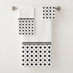 Black and White Diamond Pattern Bath Towel Set