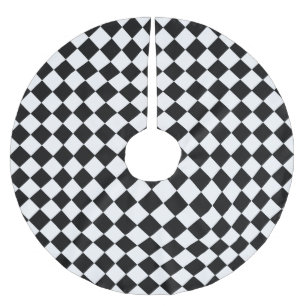 Black And White Diamond Pattern by Shirley Taylor Brushed Polyester Tree Skirt