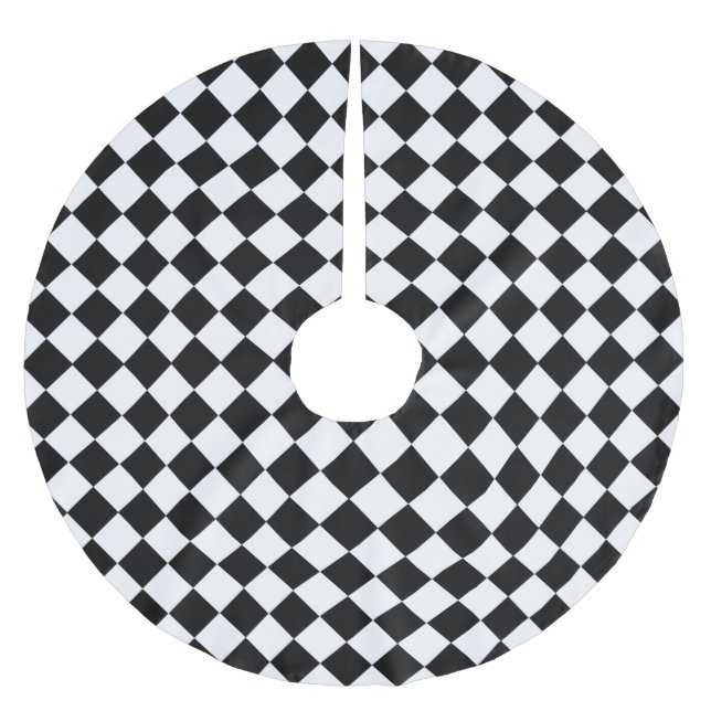 Black And White Diamond Pattern by Shirley Taylor Brushed Polyester Tree Skirt (Front)