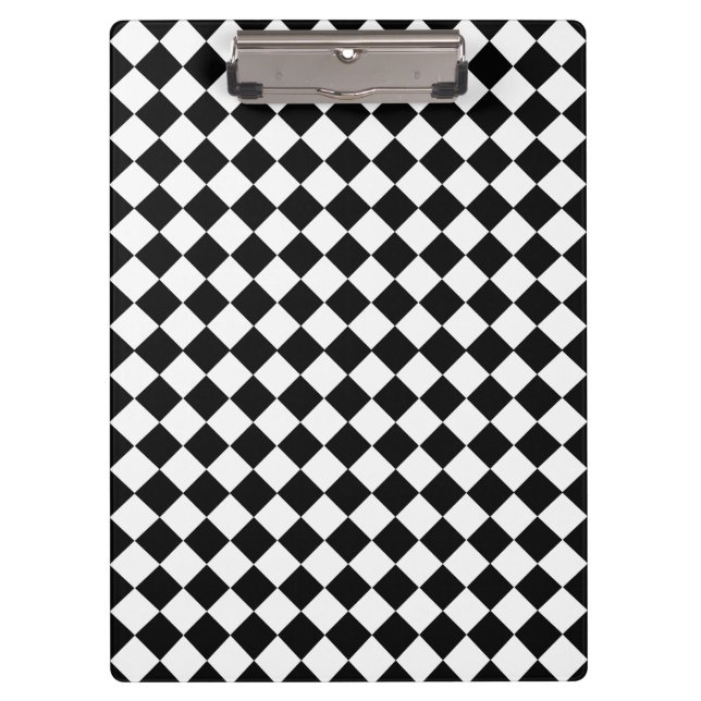 Black and White Diamond Pattern by Shirley Taylor Clipboard (Front)