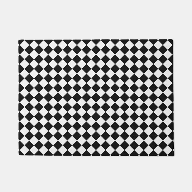 Black And White Diamond Pattern by Shirley Taylor Doormat (Front)