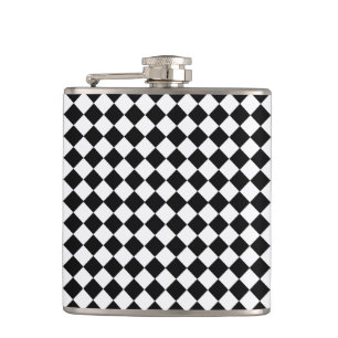 Black and White Diamond Pattern by Shirley Taylor Hip Flask
