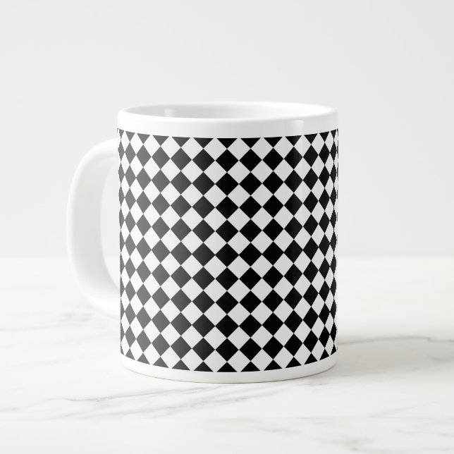 Black and White Diamond Pattern by Shirley Taylor Large Coffee Mug (Front Left)