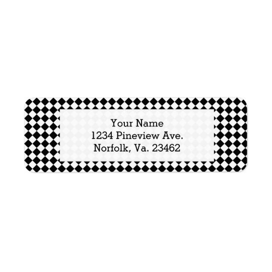 Black And White Diamond Pattern by Shirley Taylor Return Address Label