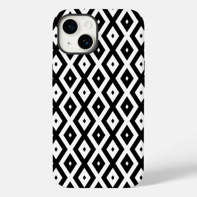 Black and white diamond pattern Case-Mate iPhone case (Back)