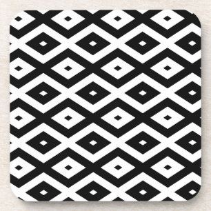 Black and white diamond pattern coaster